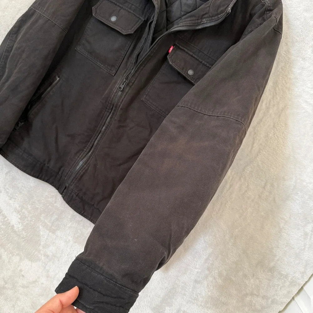 Levi's Mens XL Brown Quilted Workwear Jacket Trucker Utility Canvas Coat